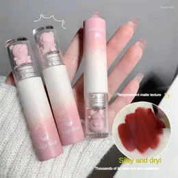 Läppglansbjörn matt glasyr långvarig sammet silkeslen persika kastanj sexig läppstift koreansk naturlig makeup för kvinnor flicka