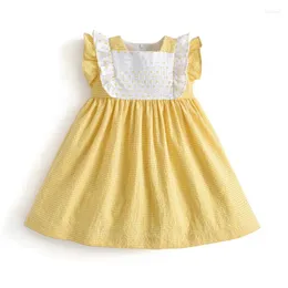 Vestidos de menina bebê páscoa vestido amarelo crianças espanhol boutique infantil verão 2024 vestidos de algodão sem mangas