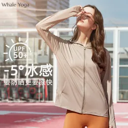 Giacche da donna Whale Yoga Giacca con protezione solare Giacca resistente ai raggi UV da donna Protezione solare sottile ad asciugatura rapida Giacca UPF50 Giacca da spiaggia per bicicletta con cappuccio 230412