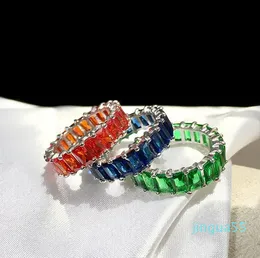 Kvinnors ihåliga gemensamma ringdesigner smycken Silver Rainbow Ring Full