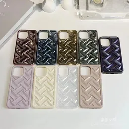 Luxurys designer Phone case in iphone in cell for iPhone7/8 11 11Pro 12 13 14 Simple pure electroplated bright surface braided pattern mobile phone case