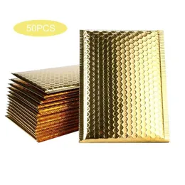 50 Stück goldfarbene Luftpolstertaschen, gepolsterte Umschläge, gefütterte Poly-Mailer, selbstklebende Aluminizer-Verpackung, gepolsterte Umschläge2127