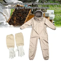 Inne zapasy ogrodowe pełne ciało pszczelarstwo profesjonalne wentylowane pszczoły w garniturze z skórzaną rękawiczką pszczoła odzież ochronna strój bezpieczeństwa 230412