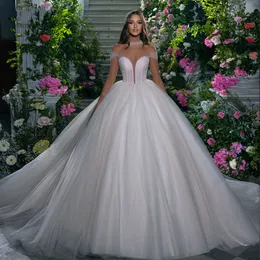 Luksusowa suknia ślubna 2023 Suknia ślubna Peading Perły Kryształy Wysokie kołnierz iluzja długie rękawy Arabski Dubai vestidos de noiva niestandardowy