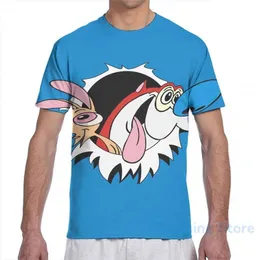 Herr t shirts ren och stimpy män t-shirt kvinnor över hela utskrift mode tjej skjorta pojke toppar tees korta ärm tshirts