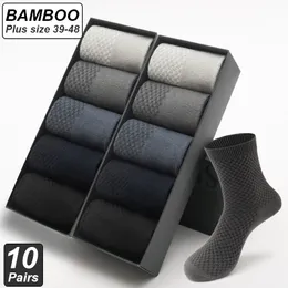 Skarpetki męskie 10 pąki/partia Bambus Fibre Long Black Business Miękka oddychająca jesień wysokiej jakości dla mężczyzn Plus Size 39-48 230412