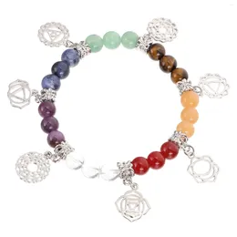 Charme Pulseiras Sete Chakra Pulseira Beads Decore Energia Bangle Decoração Cristal Pedra Mão Cadeia Chakras