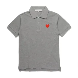 Designer Men's T-shirt CDG Cotton Breathable Men T Shirt Commes Des Embroidery Double Heart Women Polo Shirt Lapel Tank Top Play Shirts