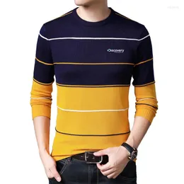 Men's Polos 2023 Casual Men's Sweater O-Neck Striped Slim Fit Knittwear Autumn Winter Mens Sweaters Pullovers Pullover Men Pull Homme