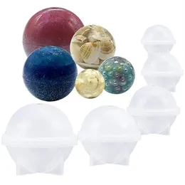 Ferramentas de bolo 5 pcs esfera redonda molde de silicone resina epóxi jóias esférica vela cera sabão banho bomba chocolate geléia fazendo moldes211h