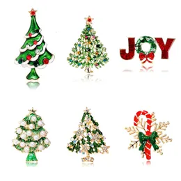 Hot selling Christmas tree brooches fashionable Christmas tree rhinestones oil paintings Christmas brooches versatile bras