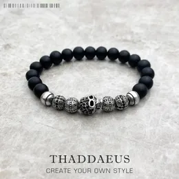 Chain Skull Cross Bread Bracelet Europe Rebel Moda Punk Jóias para Homens e Mulheres 925 Presente de Obsidiana de Prata Sterling 230412