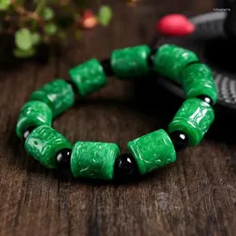 Bangle One Yuan Aukcja Wykrywanie wycieków Jade Dry Green Road Tong Bucket Bead Bransoletka Para męska