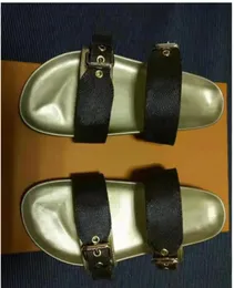 2023 Sandals شريحة الشبهة نساء مسطح بغل الواجهة البحرية بنية الزهرة البنية صندل نساء عالية الكعب أحذية 34-45 مع صندوق وحقيبة الغبار #LWS-01 #GMS-01