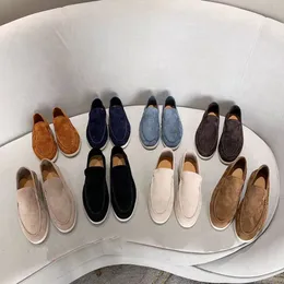 Dress Shoes 100% real Suede Loafers Men Women Moccasin Size 35-45 Summer Walk Suede Loafers Charms Sneakers Designer Shoes luxury Flats deerskin Leisure with box heel