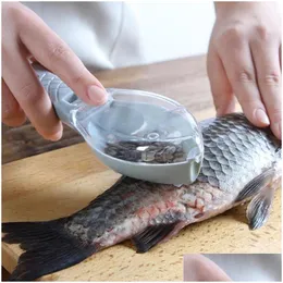 Köttfjäfäverktyg fisk hud borste scra fiske skala gratrar snabbt ta bort kniv rengöring skalare scraper mutfak malzemeleri dhxhi