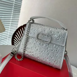 Chain Flap Messenger Bag Women Cross Body Shoulder Bags Handbag Purse Hand Bags Letter Buckle Fashion Rhinestone Decoration High Quality Lady Pouch Clutch