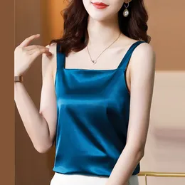 Camisoles Tanks Silk Top Женская шлинг -майки базовая майка для майки женская рукавица Kami Женская белая атласная атлас