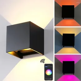 Wall Lamp APP Control Light Smart Dimmable RGB LED Nordic Style Square Up Down Indoor Outdoor Waterproof