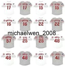 Vintage 2002 15 Tim Salmon Baseball Jerseys Garret Anderson Troy Glaus 57 Francisco Rodriguez 17 Darin Erstad 9 Chone Figgins 48 Torii