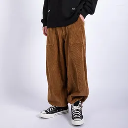 Herrbyxor houzhou corduroy last för män brun vintage lös casual japansk streetwear hip hop vår hösten safari stil retro