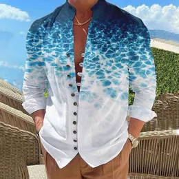 Camicie casual da uomo 2023 Arrivi Camicia 3D Moda stampata floreale Collo in piedi Manica lunga Primavera Estate Foglia Abbigliamento sportivo Top