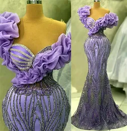 2023年4月ASO EBI LILAC MERMAID PROMドレススパンコールレースイブニングパーティーセカンドレセプションバースデーエンゲージメントガウンドレスローブDE SOIREE ZJ517