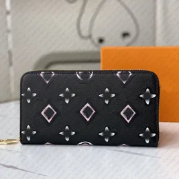 Plånböcker Designer Luxury Women Clutch Purse Lady Long Wallets Classic Money Clip Leather Plånbok Purs Purs Purses Floral Top Quality Coin Purse Lady Card Holder Emfnaced Flower