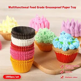 Geschenkpapier 1000 Stück Mini-Größe Chocalate-Papiereinlagen Backen Muffin-Kuchenbecher Formen Cupcake-Förmchen Einfarbige Party-Tablett Mold206Q