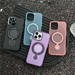 Luxury Phone case magnetic finger ring Holder Clear Matte Magnetic Wireless Charging Cases For iPhone 15 14 12 13 Pro Max For Mag safe Metal Ring Magnet Cover
