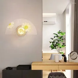 Lampada da parete a LED in stile cinese delicati motivi girasole libellula farfalla decorazione luci applique per camera da letto TV sfondo