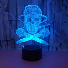 Lamps Shades Halloween Skull Led Night Light for Room Decor Gift Kids Children Colorful Touch 3D Table Bedside Lights 230411