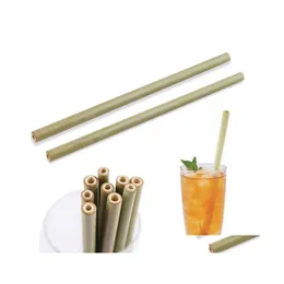 İçme Pipetleri% 100 Doğal Bambu ST 23cm Yeniden Kullanılabilir Ekof -Dostu İçecekler STS Temizleyici Fırçası Ev Partisi Düğün Çubuğu Damlası Teslim Dhcf2