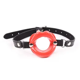 Fetish Oral Sex PU Leather Rubber Open Mouth Gag For Man Woman BDSM Bondage Lips O Ring Gag Sex Toys For Couples