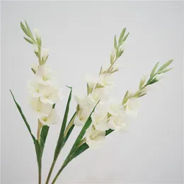 Decorative Flowers Artificial Orchid Gladiolus Branch Silk Cattleya Flower Butterfly For Home Wedding Dining Table Decor Fake