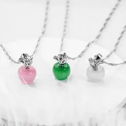 Hänge halsband äpple natursten kristall halsband silver pläterad kvarts pärla modesmycken för kvinnliga kvinnor gåva