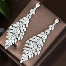 Dangle Kronleuchter Hibride Langer Anhänger Wassertropfen Ohrringe für Frauen Hochzeit Geschenk Kubikzirkel Zirkonia Dubai Brautohrringe Boucle d'oreille Femme E-40 230413