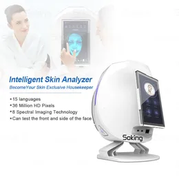 Draagbaar 15,6 inch touchscreen pigmentatie analyse huidanalyser machine 28 miljoen camera 3D skin analyzer 15 talen gezichtstestscanner analyse -apparaat