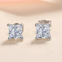 Studörhängen Trendiga 1,2-2ct D Color Square Moissanite Diamond Women Jewelry 925 Sterling Silver With GRA Gift