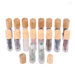 Storage Bottles 10ml Roll On Bottle Essential Oil Natural Jade Roller With Crystal Chip Glass Travel Refillable Containers