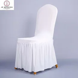 30pcs Pleated Skirt Chair Covers White Spandex Party Wedding Banquet Polyester Dining Slipcover for Chairs