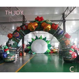 free shipment outdoor activities 20ft 6m width Inflatable Christmas Arch Inflatable Gift Box Archway with Air Blower for party