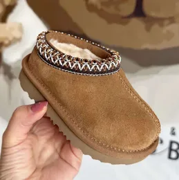 Tasman-pantoffels voor kinderen Tazz-babylaarzen Kastanjebont Slippers Schapenvacht Shearling Klassiek Ultra Mini-laars Winter Mosterdzaad Muiltjes Instapper Wol Little Big YI555