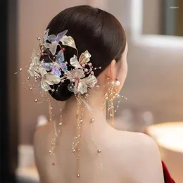 Grampos de cabelo noiva champanhe banquete moda flor líquida colorido borboleta acessórios acessórios para el cabello