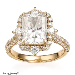 Роскошные обручальные кольца с драгоценными камнями ААА на заказ 7,5x10 мм 3 карата VVS с муассанитом и бриллиантом из настоящего 14-каратного золота, обручальные обручальные кольца для женщин