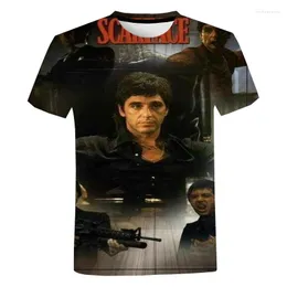 Мужские футболки Scarface 3D Print Shirt Fashion Casual T-shirt Harajuku O Neck Streetwear Unisex Oversized Cool Tee Tops