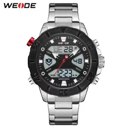 2023 WEIDE Relojes de pulsera Marca de lujo Movimiento digital de cuarzo Caja de metal Correa negra Cronógrafo luminoso Calendario Hombres Reloj de pulsera Relogio masculino