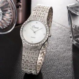 Wristwatches CUSSI 2023 Silver Stylish Women Quartz Luxury Ladies Bracelet Dress Watches Clock Relogio Feminino