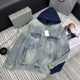 Women's Jackets Designer 23 Autumn/Winter New Art Style Unisex Hooded Denim Panel Sweater Hooded Outer MGEM