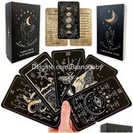 Gry karciane Luna Somnia Tarot Shores of Moon Deck z przewodnikiem pudełka 78 karty Kompletny fl gwiaździsty snami astrologia witc dhpll